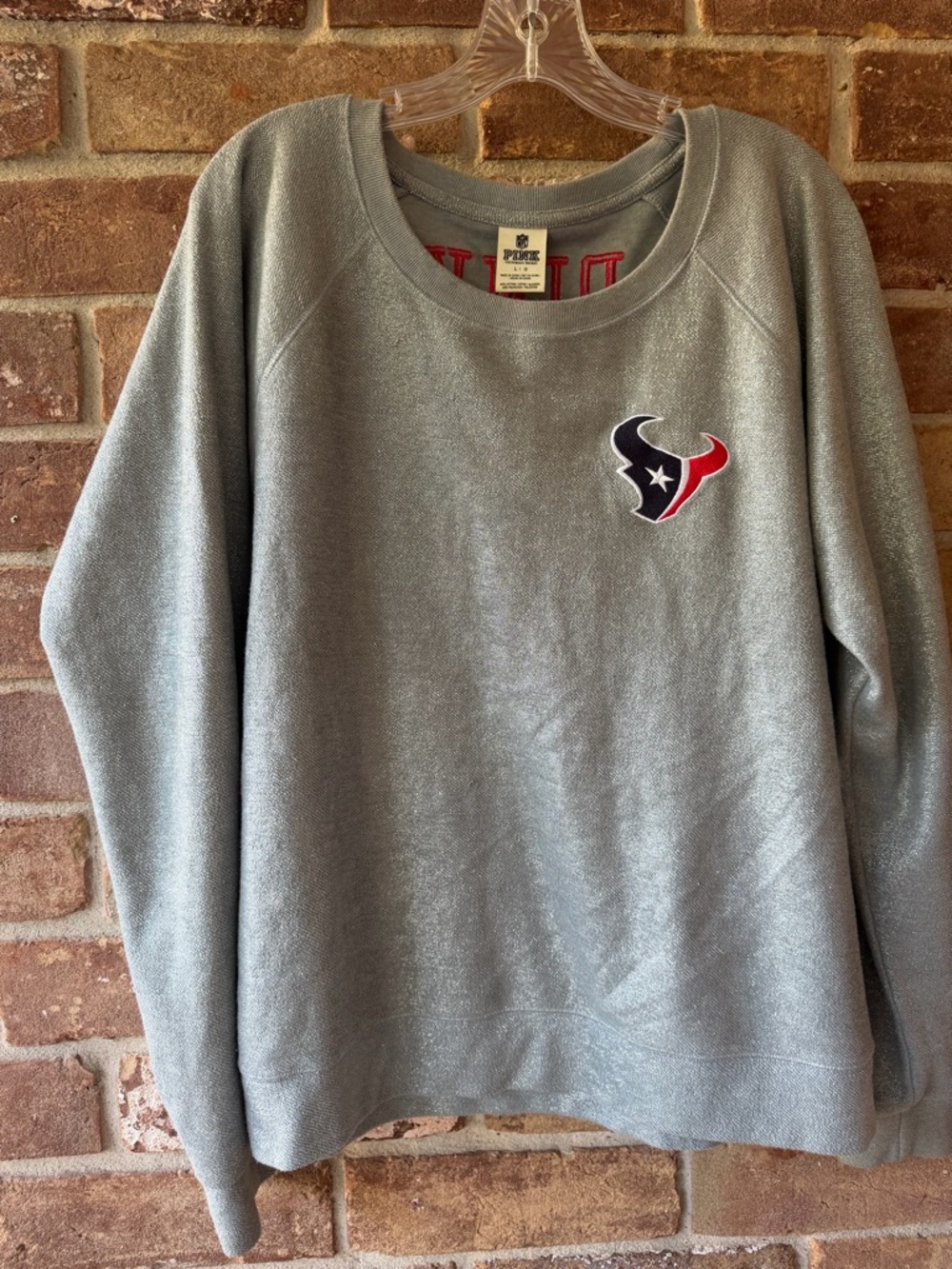Victoria’s Secret PINK NFL Houston Texans METALLIC SILVER Sweatshirt